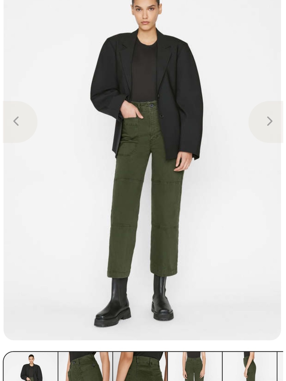 Frame Denim Oversized Pocket Utility Pants Green High-Rise Sz 28